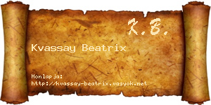 Kvassay Beatrix névjegykártya
