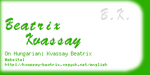 beatrix kvassay business card